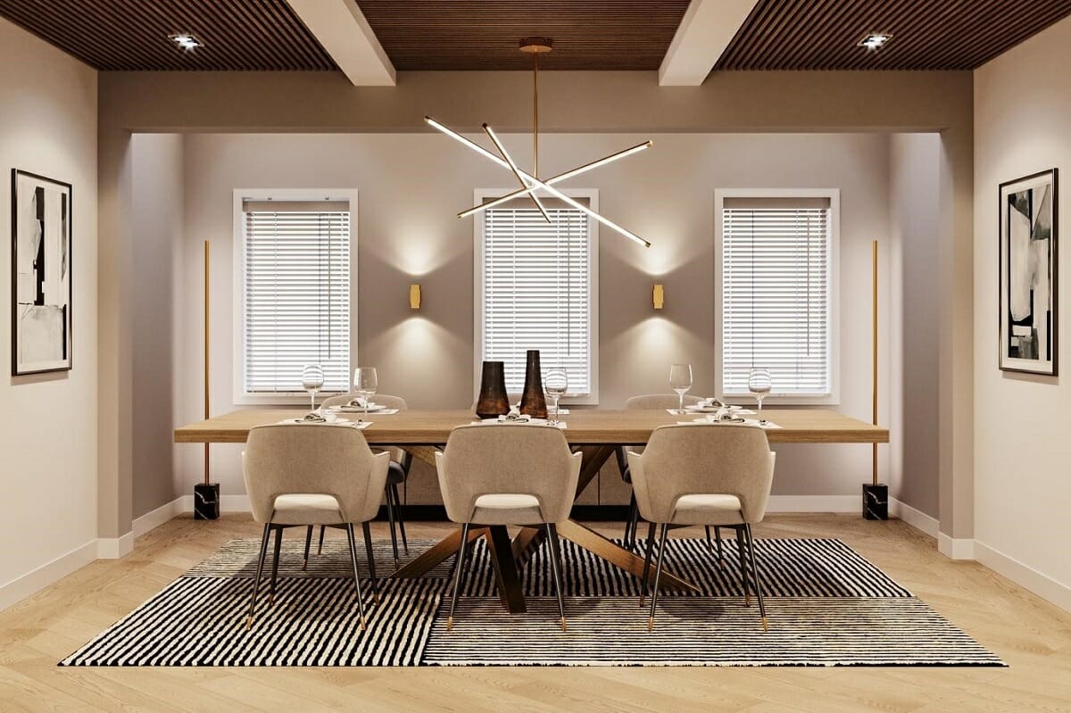 Dining room window treatments with shutter blinds