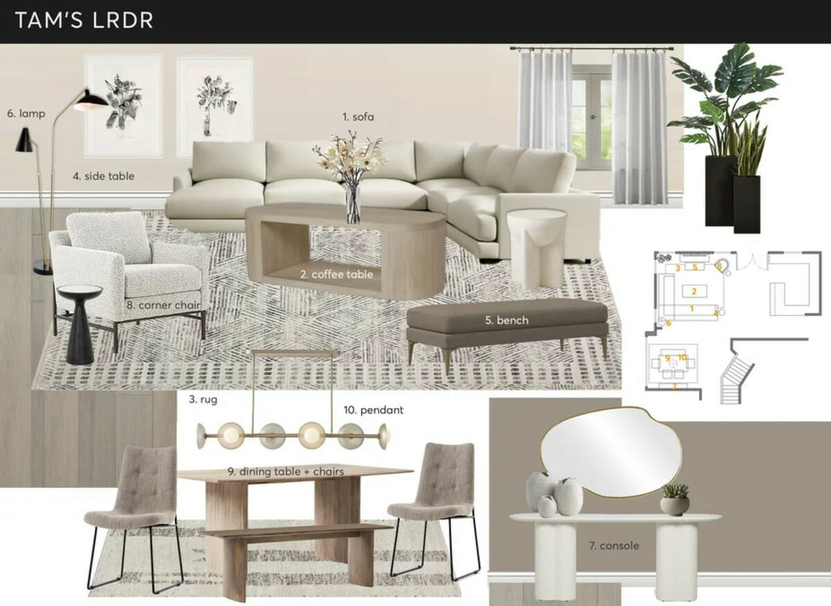 Earthy interior design moodboard by Decorilla
