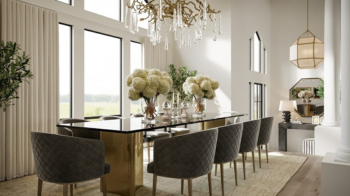 Glam dining room sets in an elegant interior