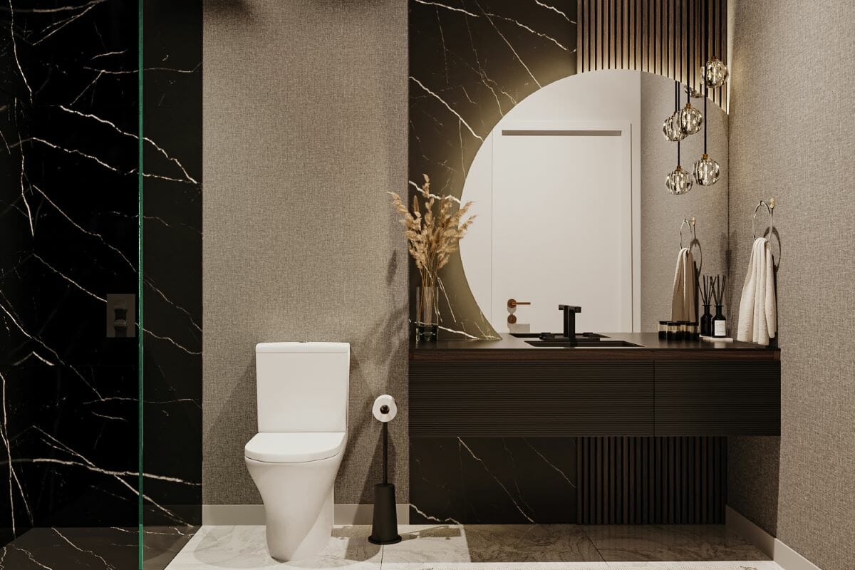 Luxury modern black bathroom by Decorilla