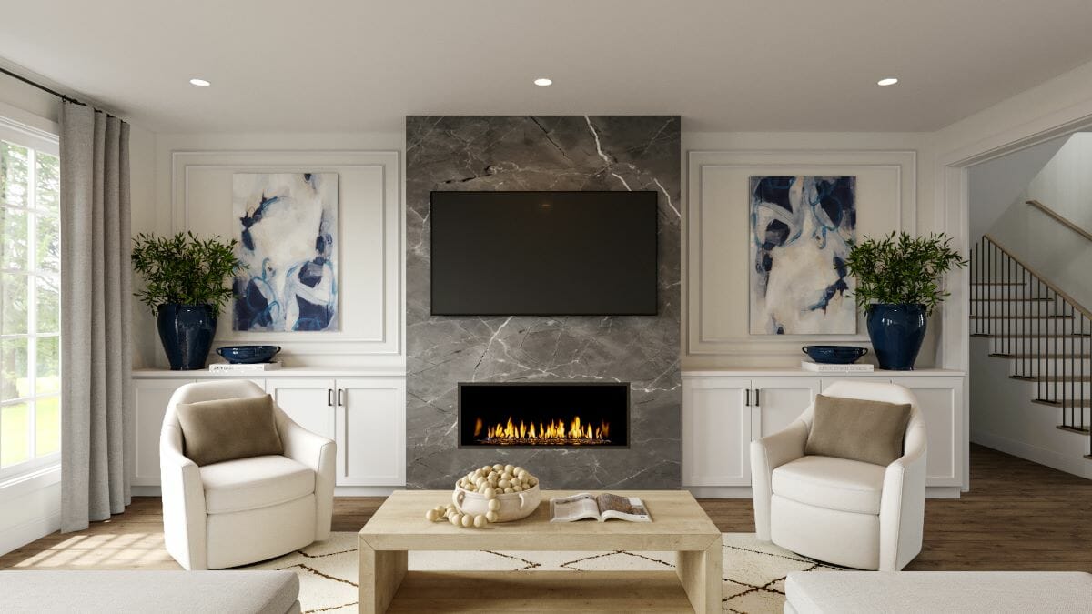 Luxury modern farmhouse living room design ideas by Decorilla