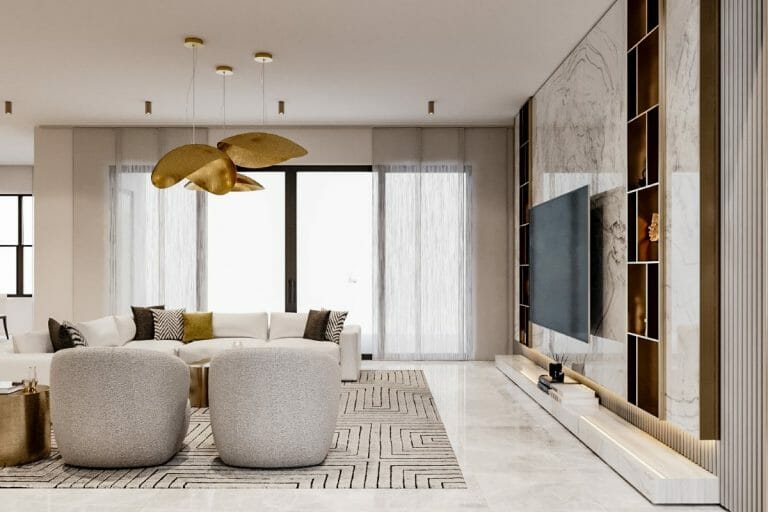 Before & After: Combined Modern Luxury Living and Dining Room