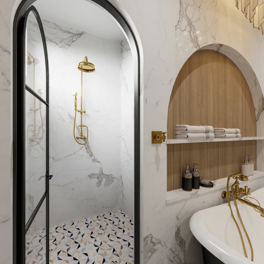 Master suite bathroom interior design by Decorilla