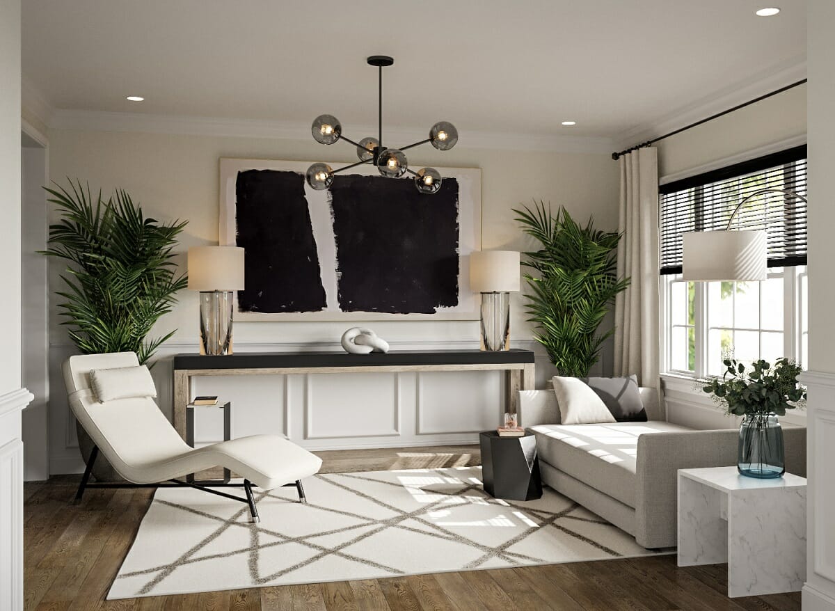 Minimalist Scandinavian living room with contemporary decor