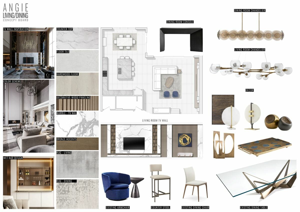 Modern apartments living room design moodboard by Decorila