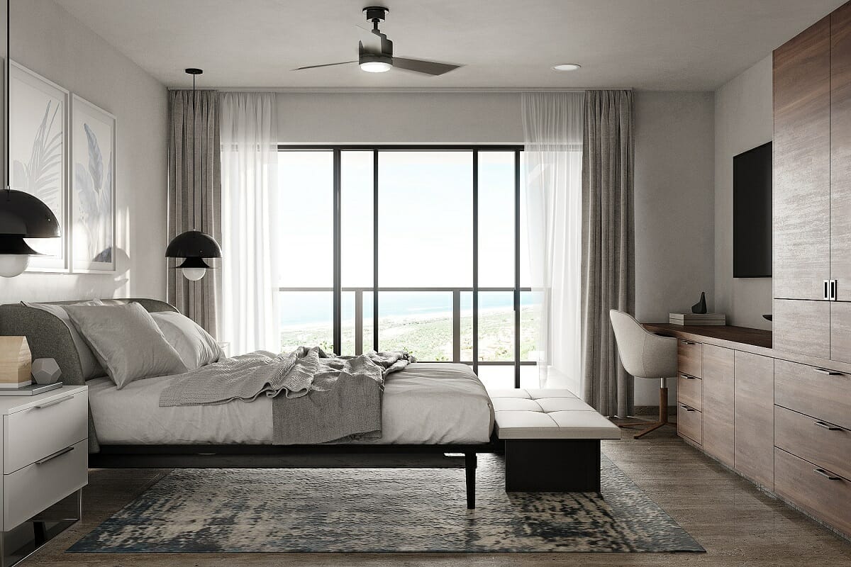 Modern guset bedroom ideas for a black and grey bedroom