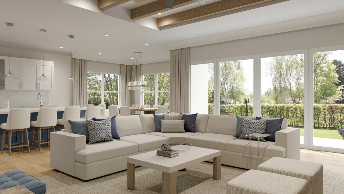 Modern lanai design and a coastal cottage living room by Decorilla