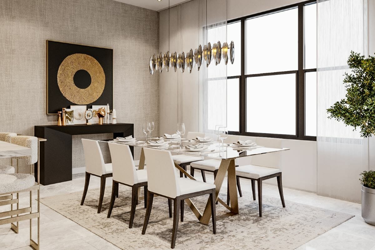 Modern luxury dining room design by Decorilla