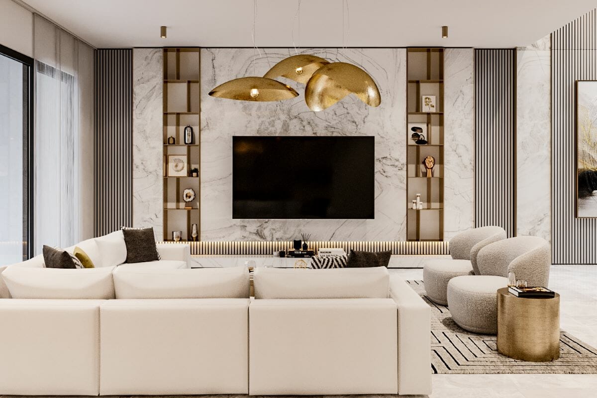 Modern luxury living room design by Decorilla