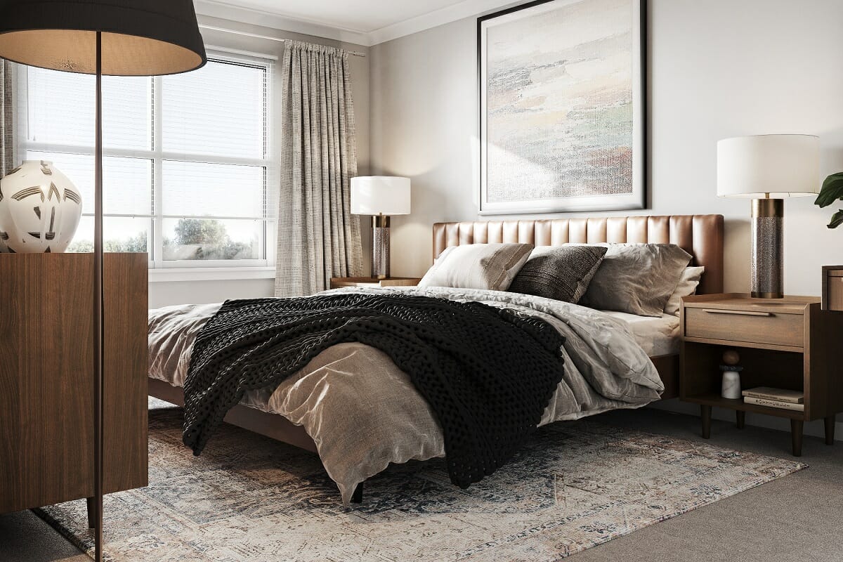 Modern minimalist gray and brown bedroom ideas