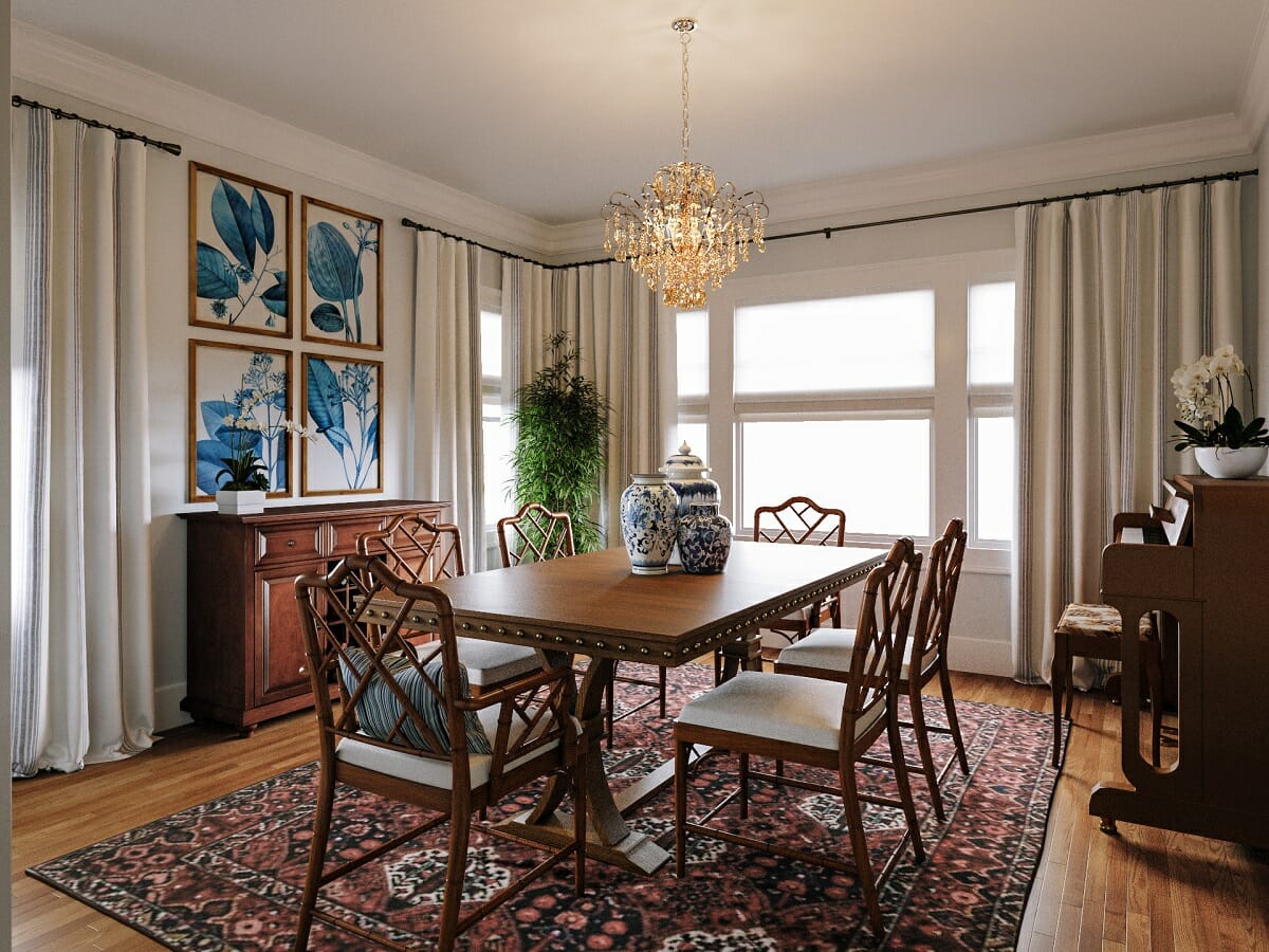 One of the ornate traditional dining tables in a classic interior