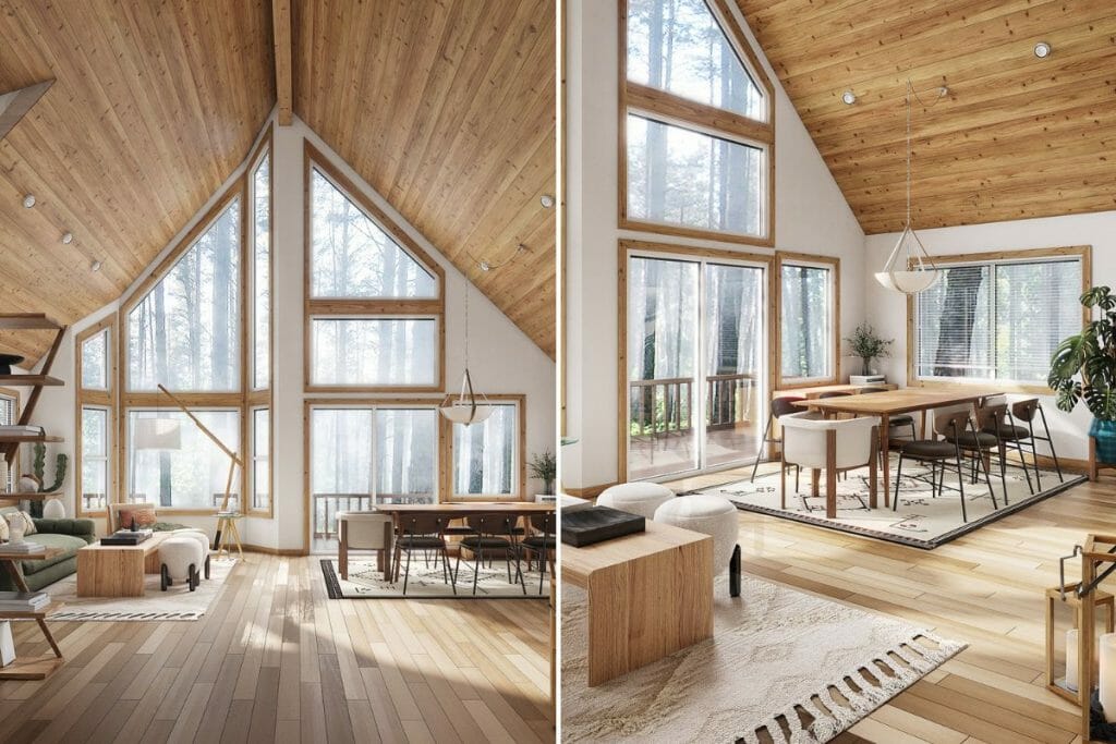 Before & After AFrame House Interior Decorilla Online Interior Design