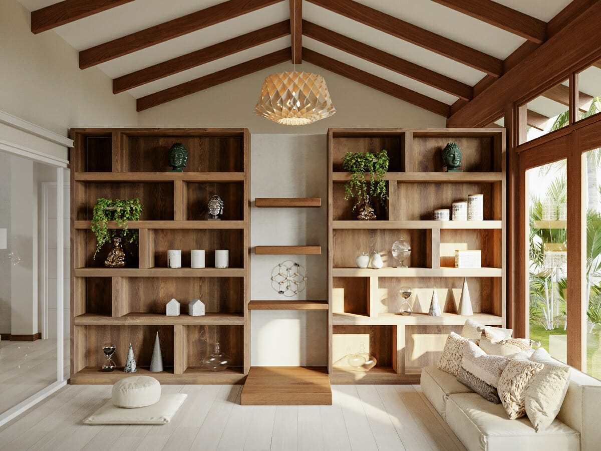 Small cozy home library design idea and meditation space