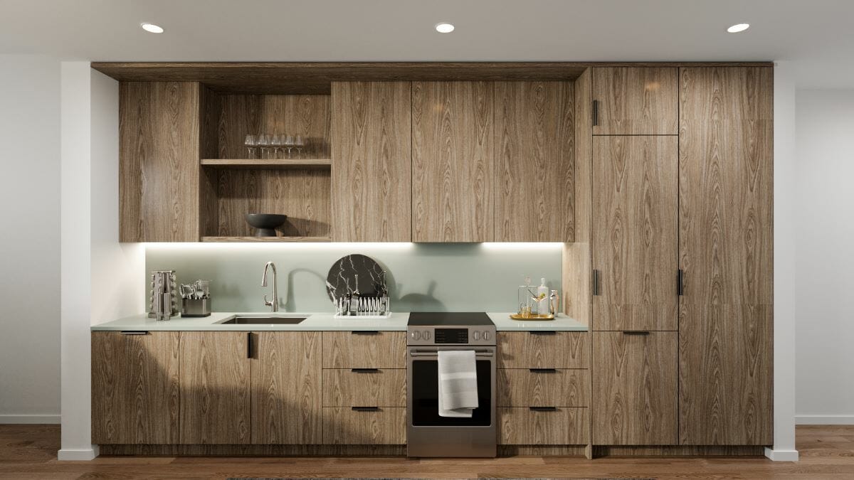 Small studio apartment kitchen design by Decorilla