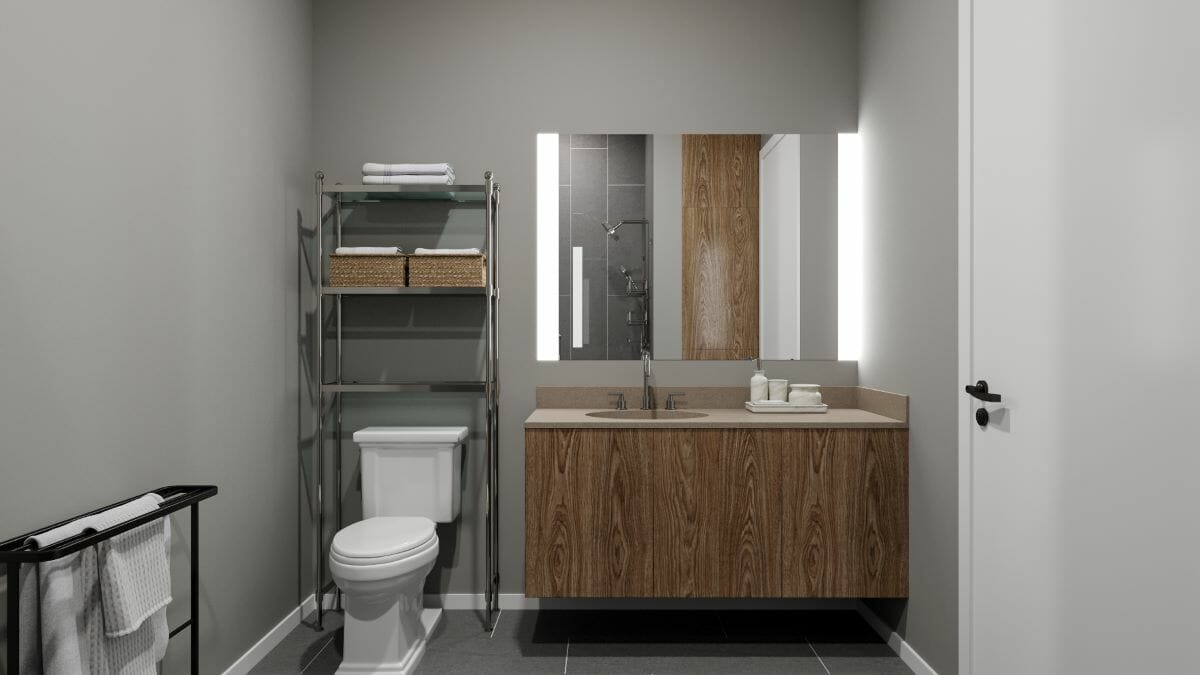 Small studio bathroom design by Decorilla