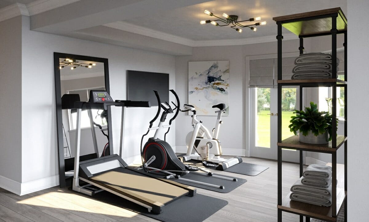 Spare room decorating ideas for a home gym and storage