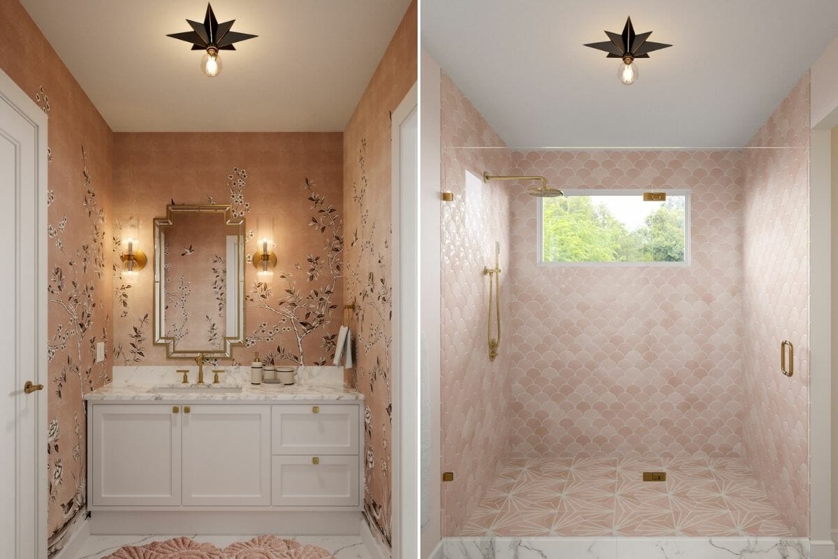 Barbiecore bathroom interiors