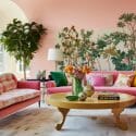 Barbiecore pink trend for a sunny living room interior design