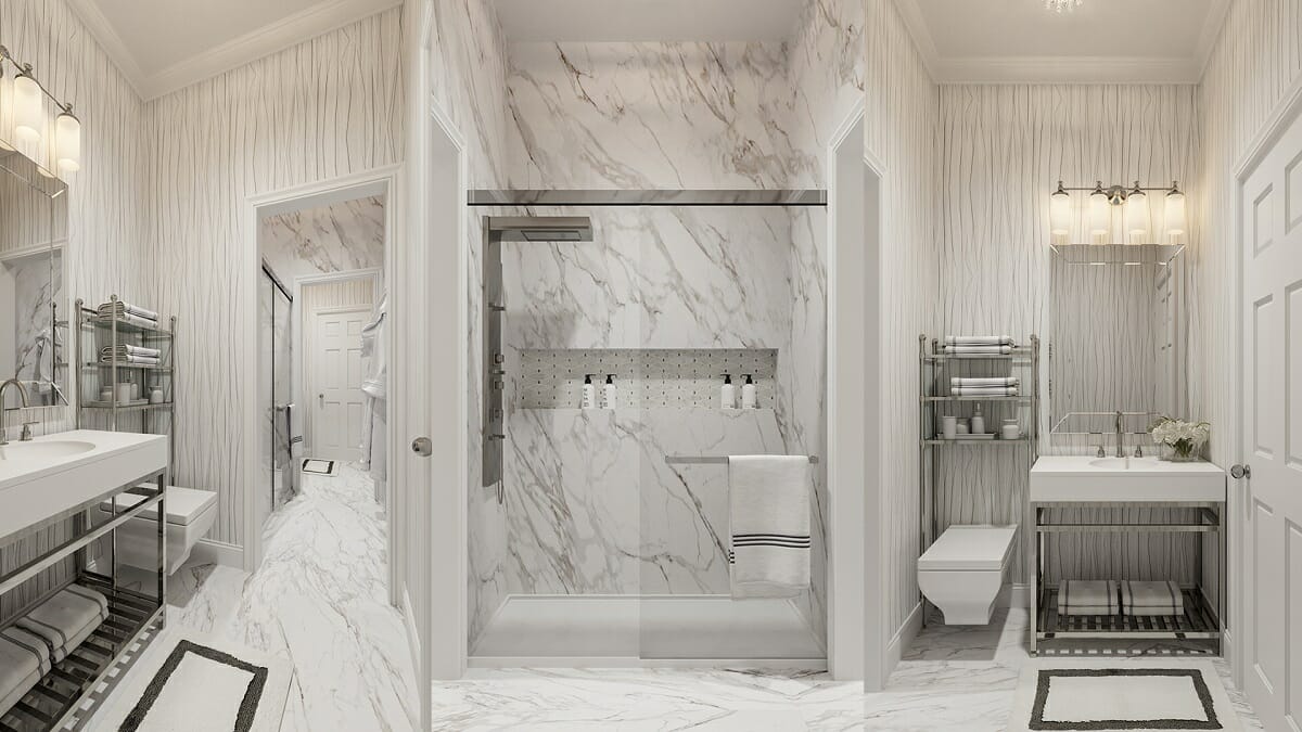 Beautiful marble bathroom by Decorilla interior designer Erika F