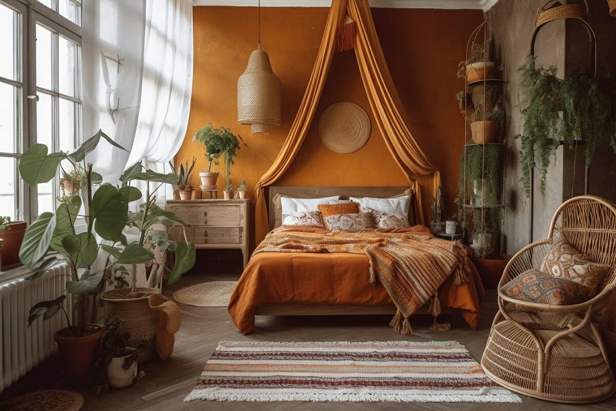 Bedroom paint color ideas for a boho interior