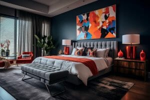 Bedroom paint color ideas with navy
