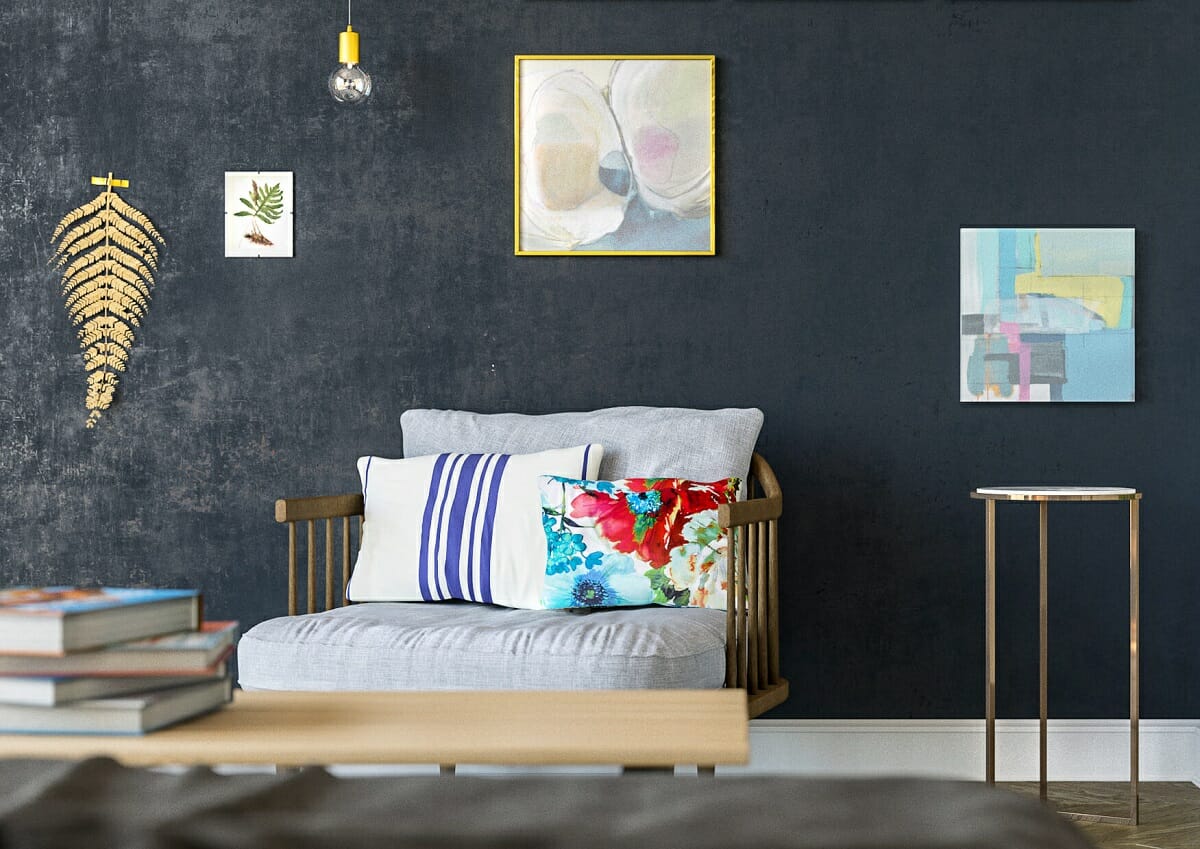 Blue wall gallery inspiration and eclectic arrangement