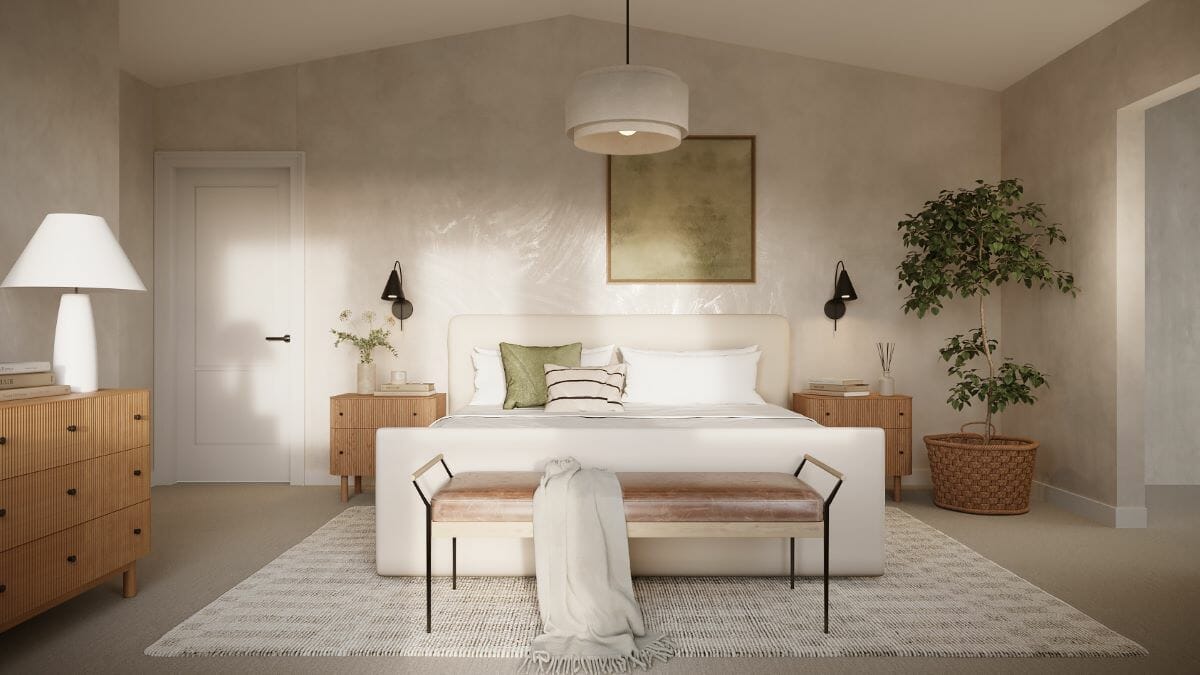 Calm organic bedroom inspo by Decorilla designer Anna Y.