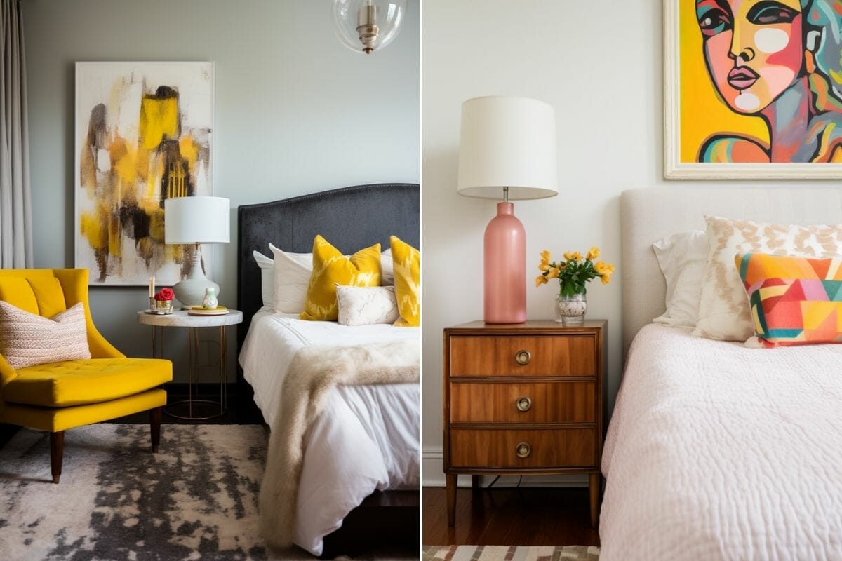 Colorful designer bedroom ideas with yellow