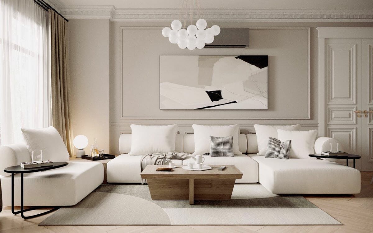 Distinctively aesthetic living room by Decorilla designer Ahmed S.