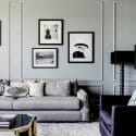 Gallery wall ideas for a masculine gray living room design