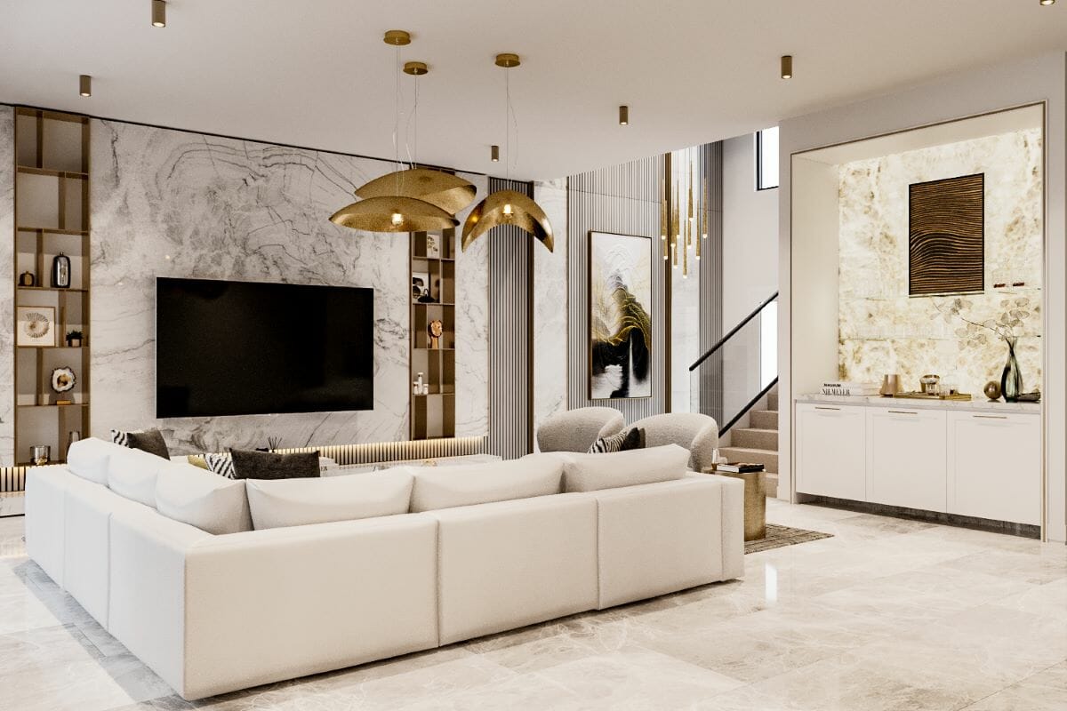 Glamorous living room lighting trends 2024 by Decorilla designer Mladen C.