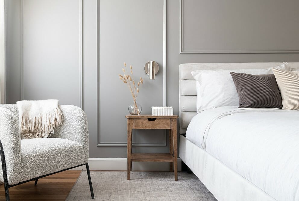 Grey paint color ideas for a contemporary bedroom