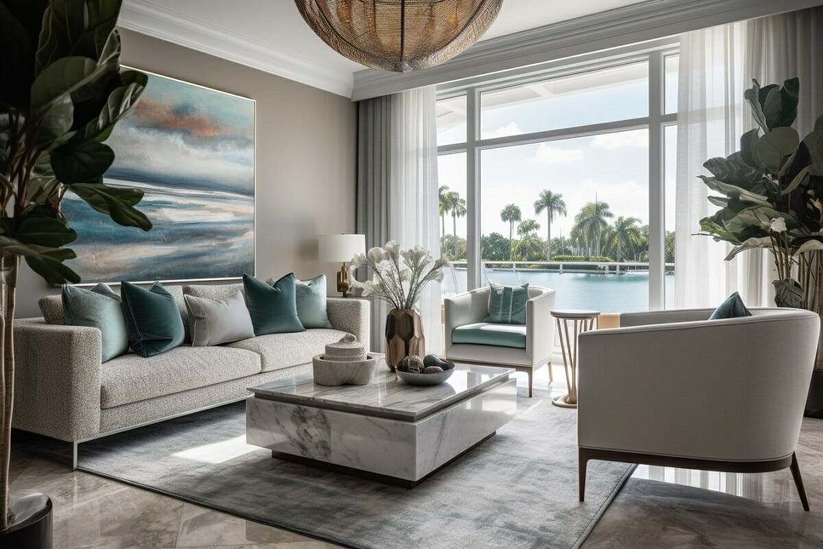 Living room furnished with items from the best furniture stores in Miami