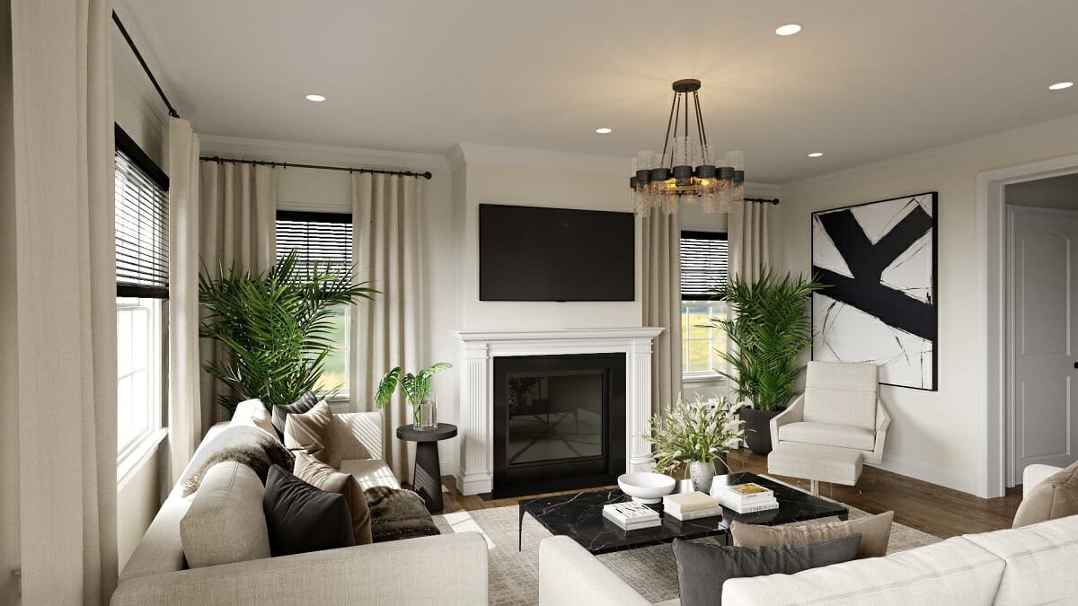 Luxurious living room interior by virtual home decorator Erika F