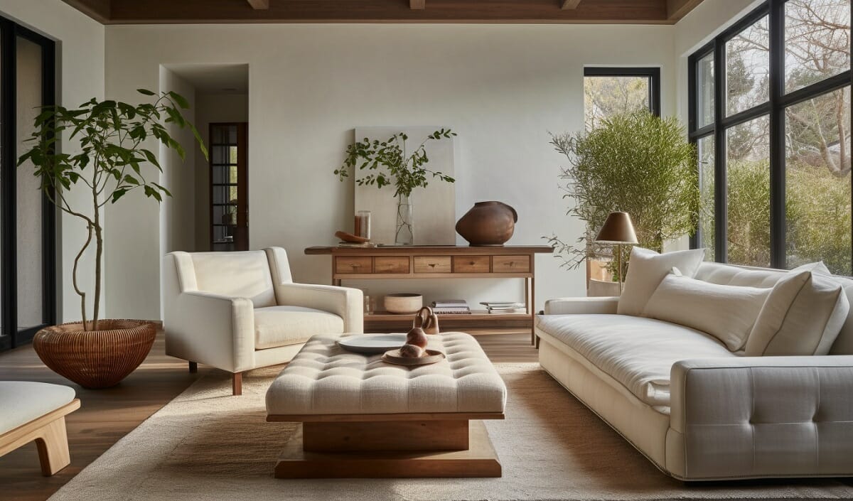 Mediterranean style living room with organic decor