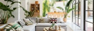 Modern Mediterranean interior design for a living room