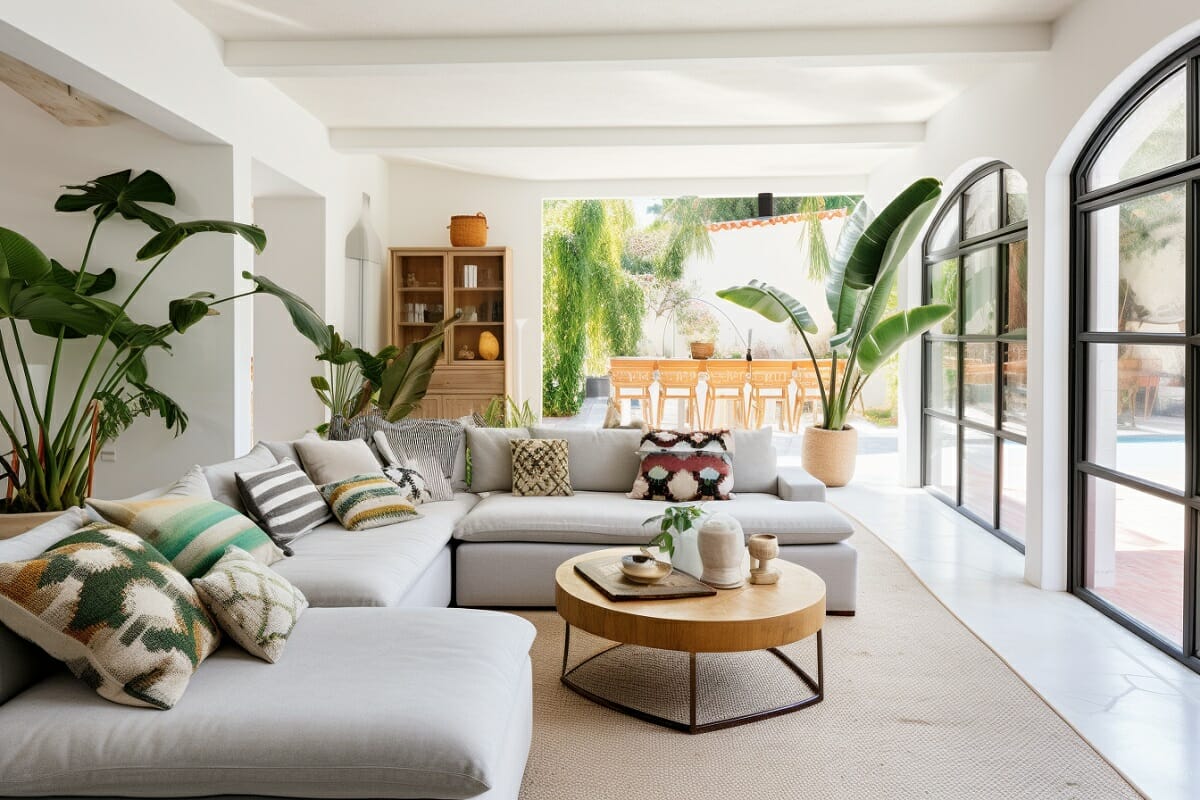Modern Mediterranean interior design for a living room