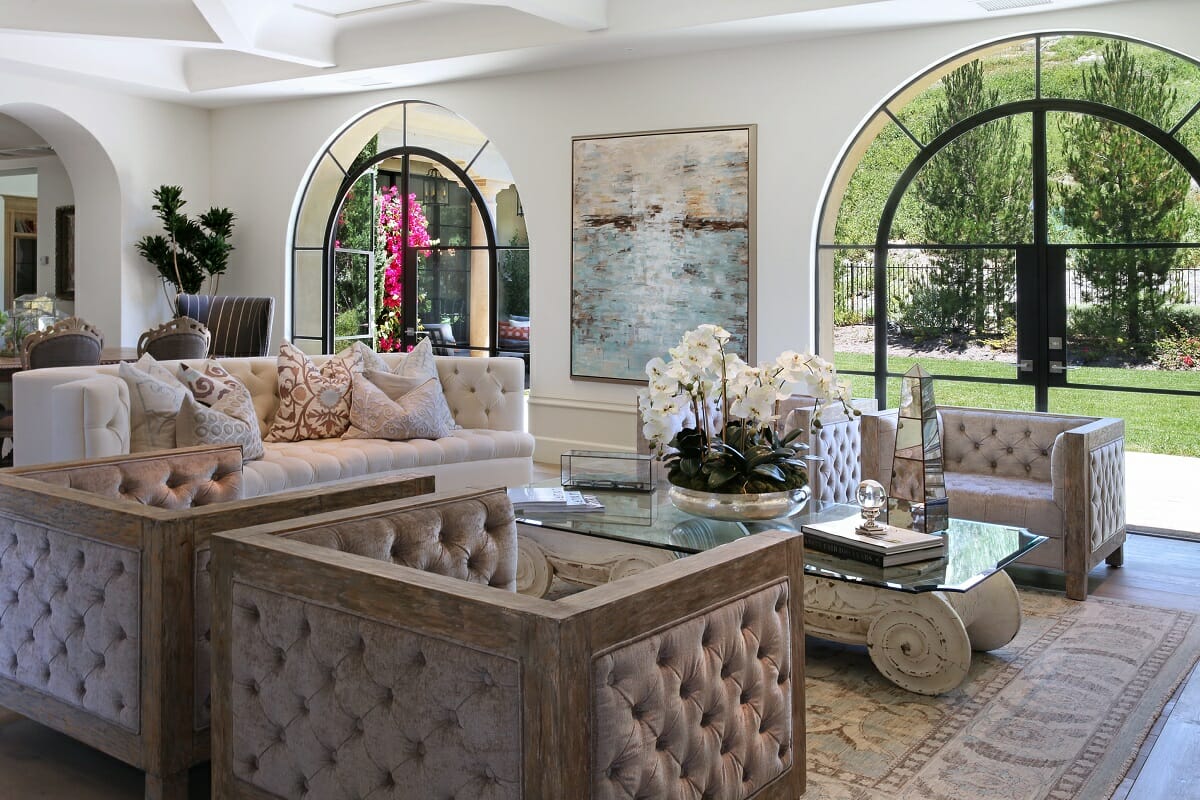Modern Mediterranean interior design for a luxury living room