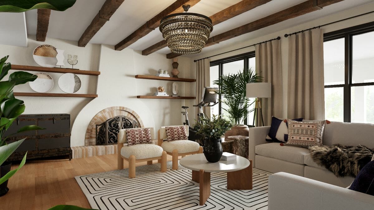 Modern Spanish-style living room interior design by Decorilla