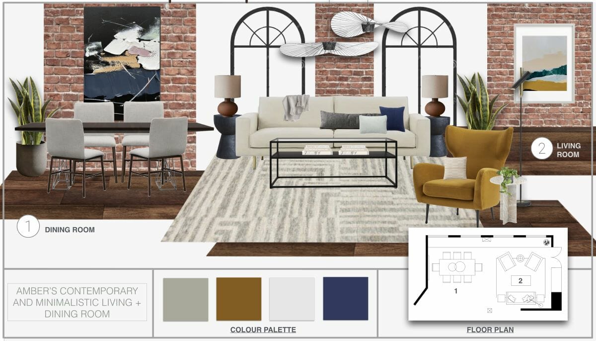 Modern industrial interior design moodboard by Decorilla