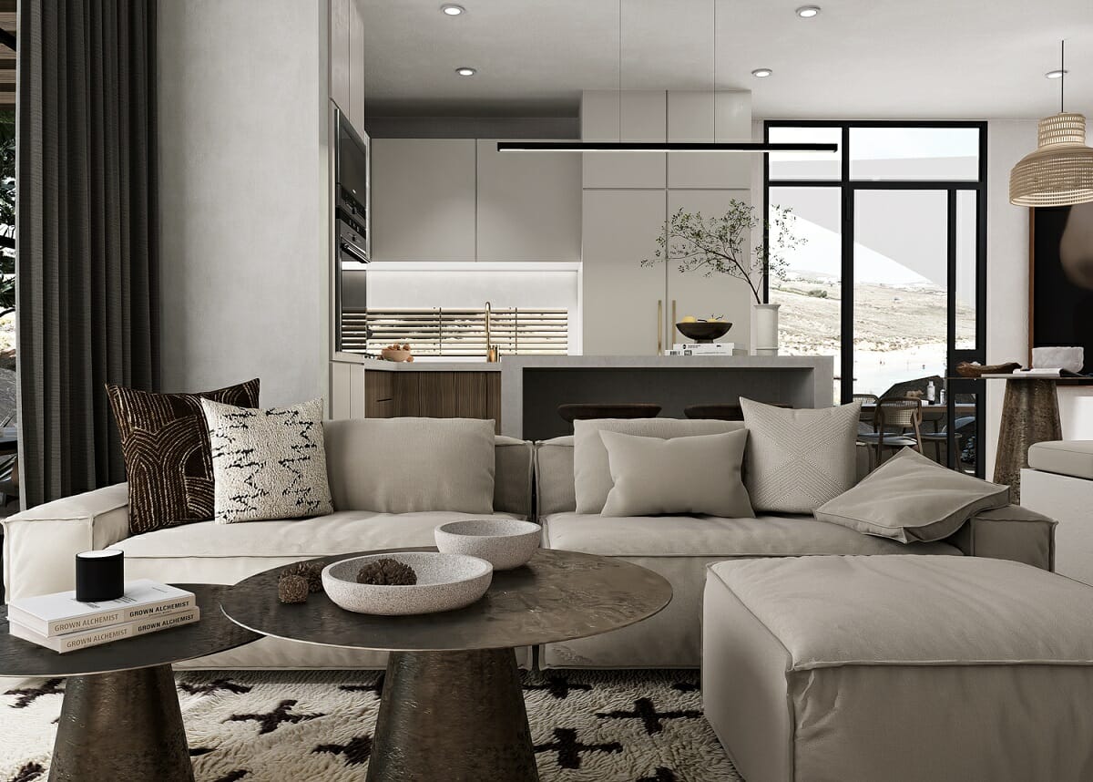Monochromatic living room aesthetic ideas