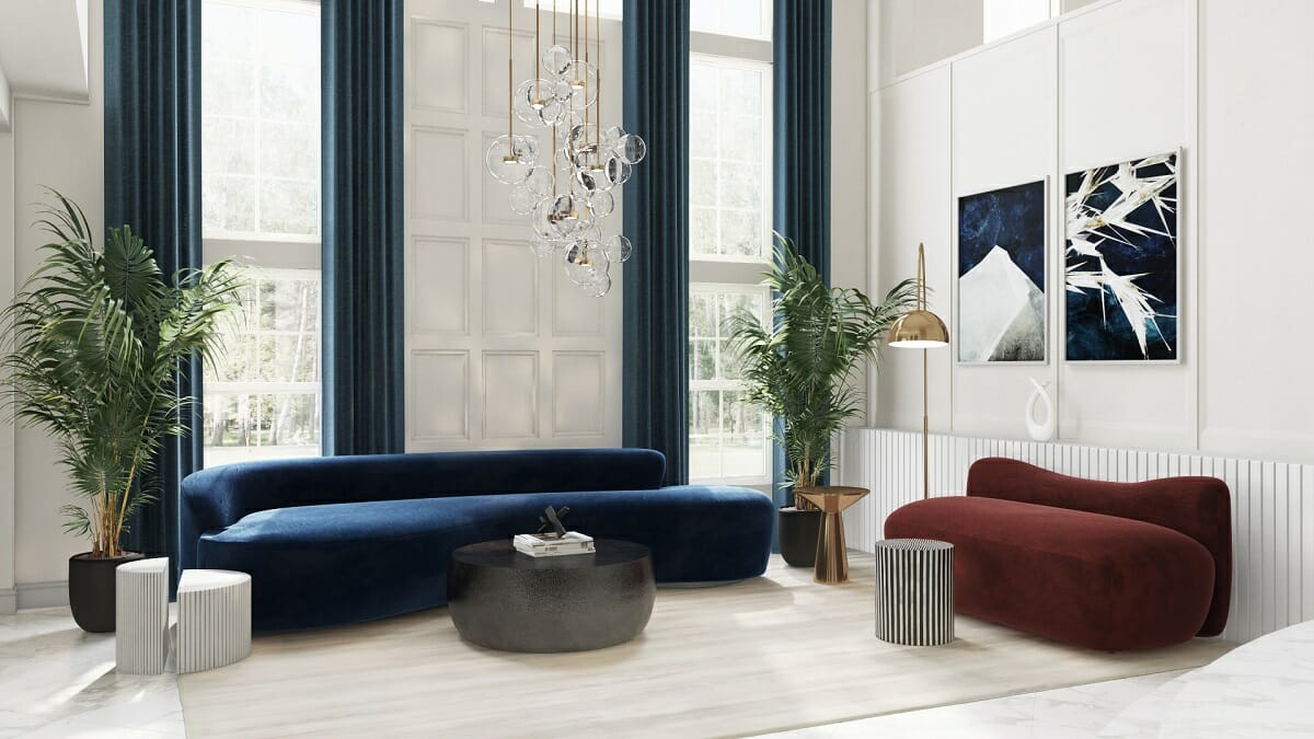 Opulent contemporary living room by Decorilla interior designer Erika F