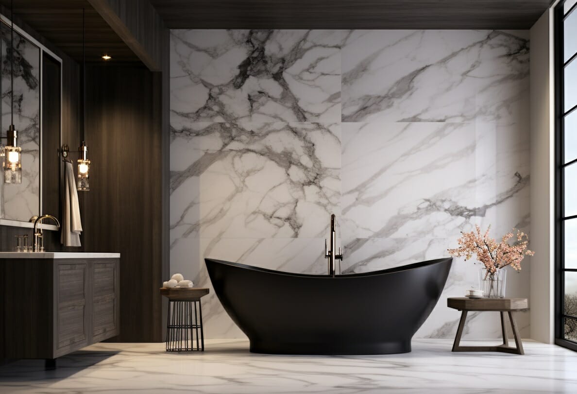 Bathtub trends 2024 with marble décor ideas