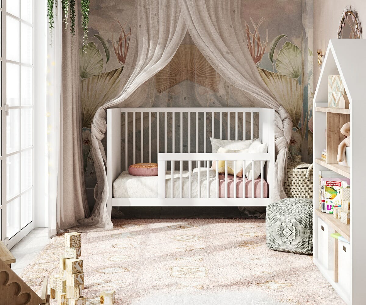 Cute nursery room ideas with a unique shelf