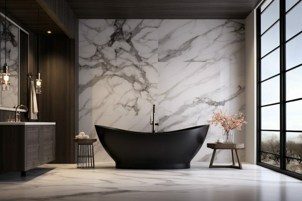 Before & After Glam Bathroom Design in Black Marble Decorilla Online Interior Design