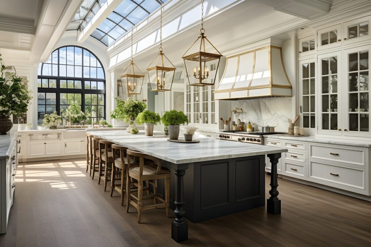 Kitchen trends 2024 with bold lighting