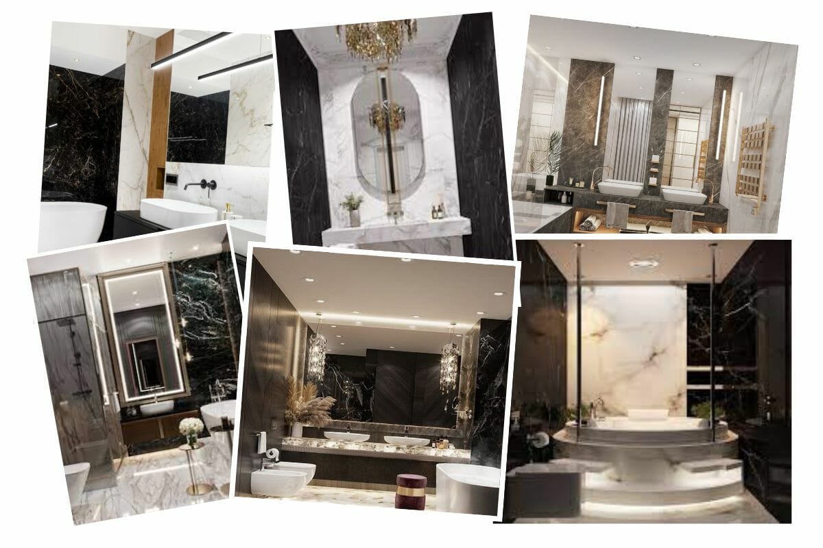 Marble and black bathroom inspiration board