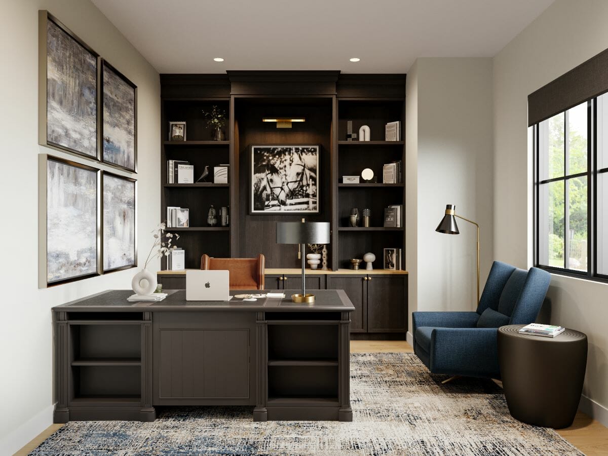 Masculine home office design by Decorilla