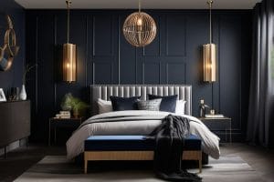 Master-bedroom-with-a-black-accent-wall