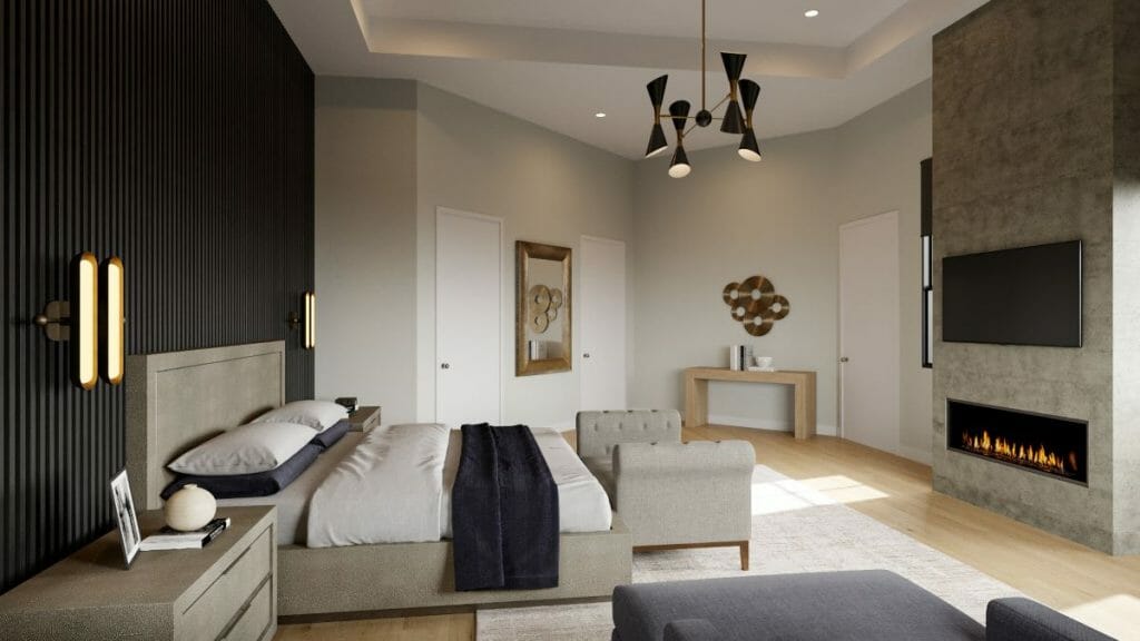 Before & After: Master Bedroom with a Black Accent Wall and Home Office